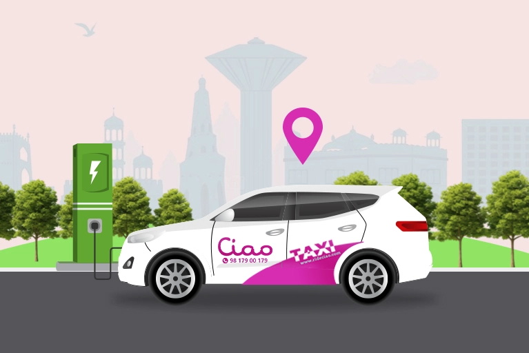 Electric cab in Punja with Ciao Cabs.