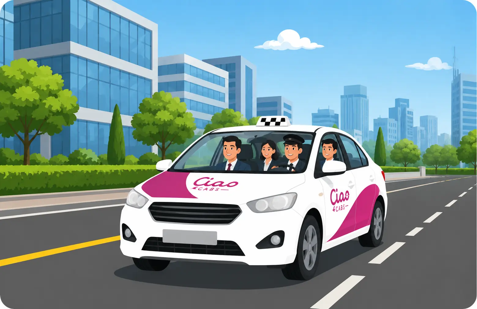 Corporate cab service transporting employees safely to the office