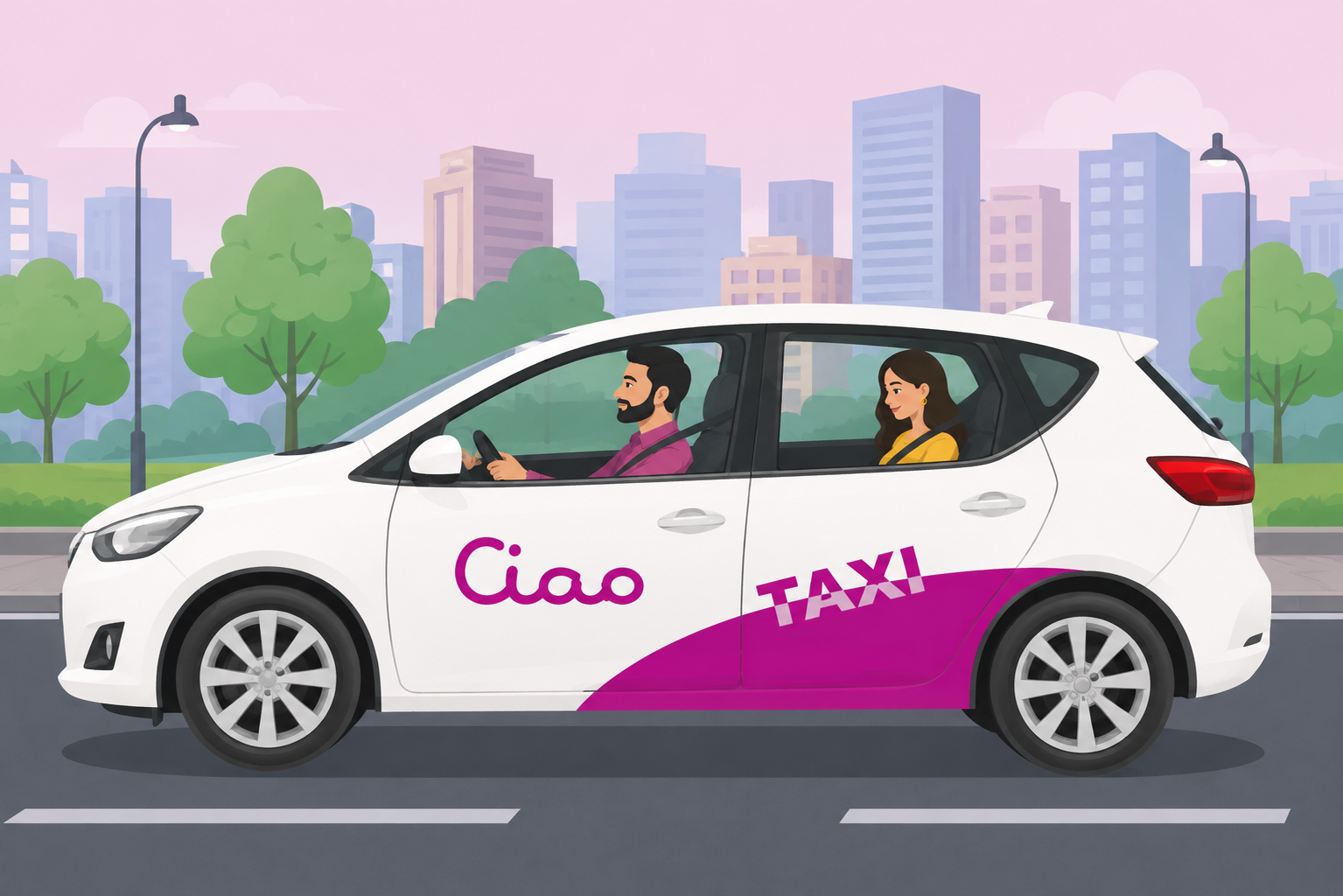 Solo woman travelling safely in a cab